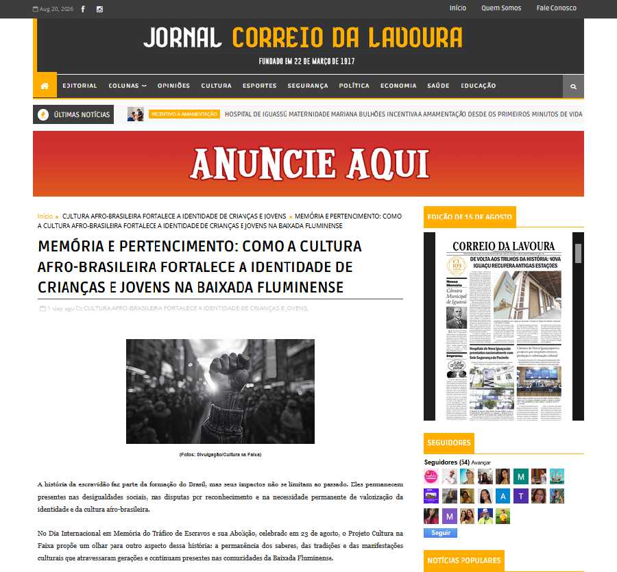 Leia mais sobre o artigo Site do Jornal Correio ad Lavoura – 19 de agosto de 2026